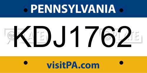 KDJ1762 Pennsylvania License Plate