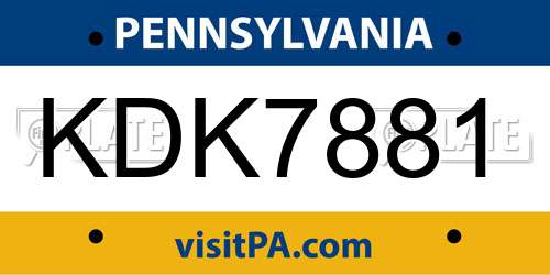 KDK7881 Pennsylvania License Plate