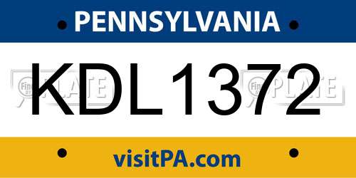 KDL1372 Pennsylvania License Plate