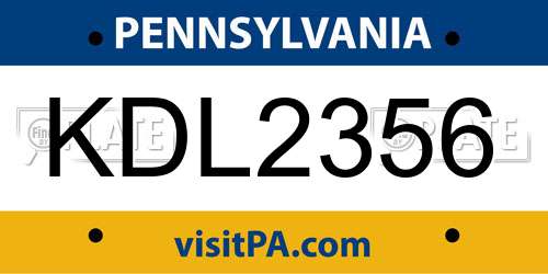 KDL2356 Pennsylvania License Plate