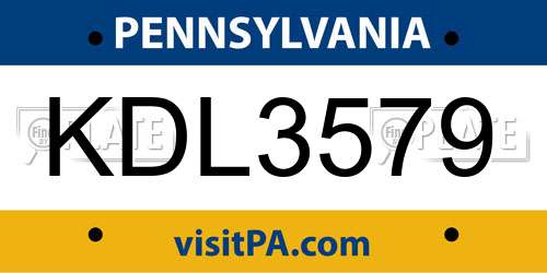KDL3579 Pennsylvania License Plate