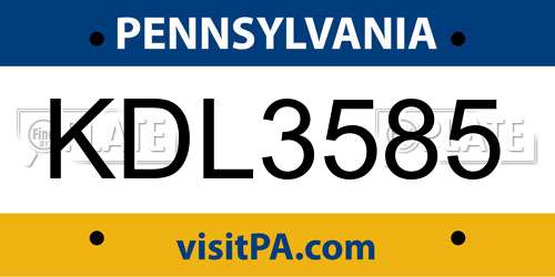 KDL3585 Pennsylvania License Plate