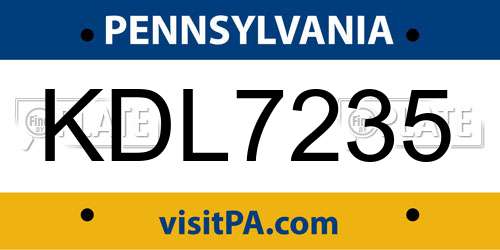 KDL7235 Pennsylvania License Plate