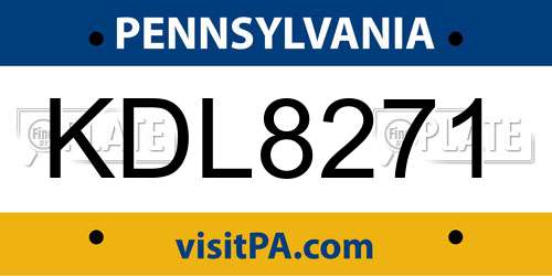 KDL8271 Pennsylvania License Plate
