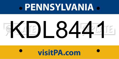 KDL8441 Pennsylvania License Plate