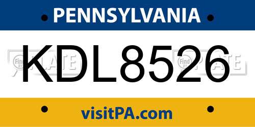 KDL8526 Pennsylvania License Plate