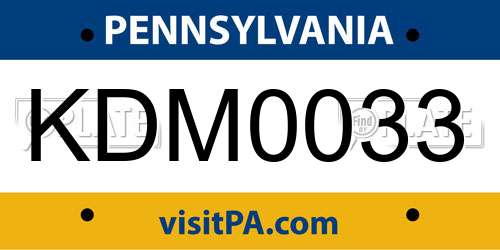 KDM0033 Pennsylvania License Plate