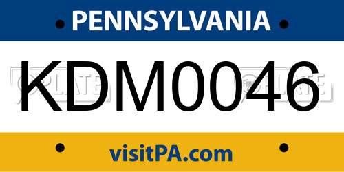 KDM0046 Pennsylvania License Plate