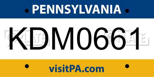 KDM0661 Pennsylvania License Plate