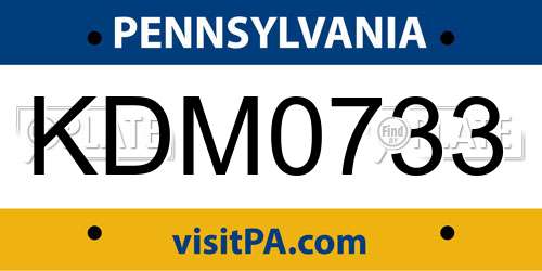 KDM0733 Pennsylvania License Plate