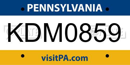 KDM0859 Pennsylvania License Plate