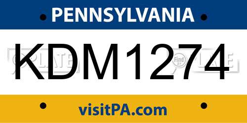 KDM1274 Pennsylvania License Plate