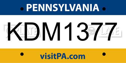 KDM1377 Pennsylvania License Plate