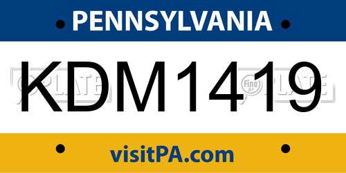 KDM1419 Pennsylvania License Plate