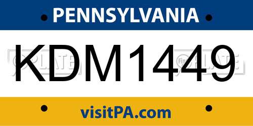 KDM1449 Pennsylvania License Plate
