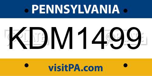 KDM1499 Pennsylvania License Plate