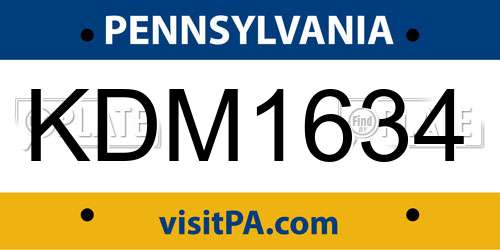 KDM1634 Pennsylvania License Plate