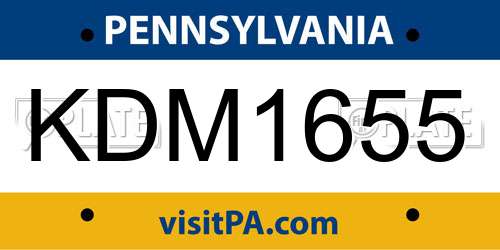 KDM1655 Pennsylvania License Plate