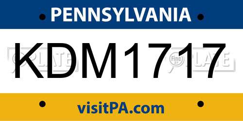 KDM1717 Pennsylvania License Plate