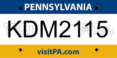 KDM2115 Pennsylvania License Plate