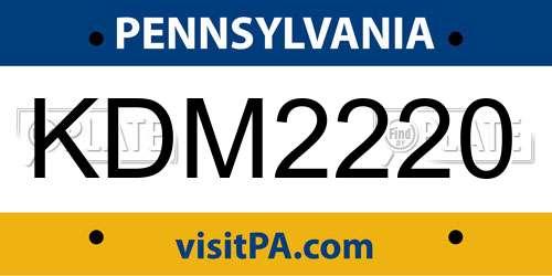 KDM2220 Pennsylvania License Plate