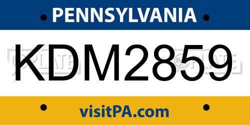 KDM2859 Pennsylvania License Plate