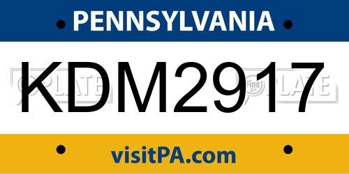 KDM2917 Pennsylvania License Plate