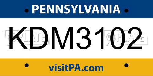 KDM3102 Pennsylvania License Plate