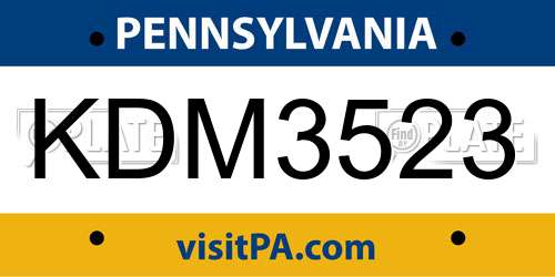 KDM3523 Pennsylvania License Plate