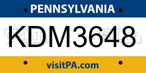 KDM3648 Pennsylvania License Plate