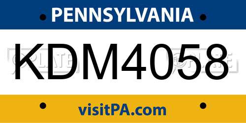 KDM4058 Pennsylvania License Plate