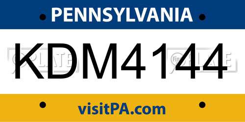 KDM4144 Pennsylvania License Plate
