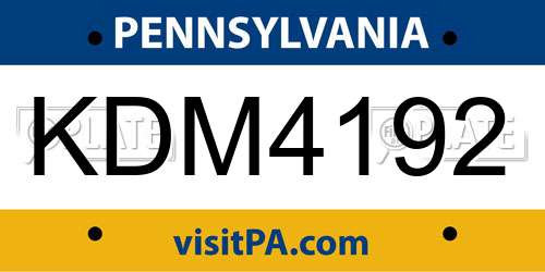 KDM4192 Pennsylvania License Plate