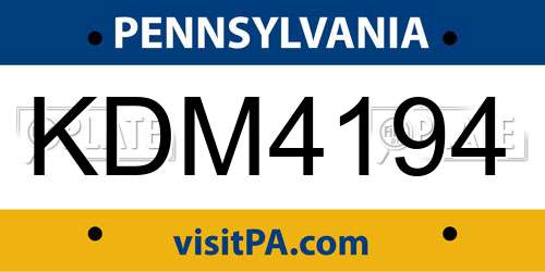 KDM4194 Pennsylvania License Plate