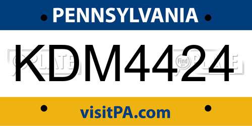 KDM4424 Pennsylvania License Plate