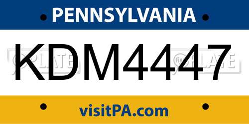 KDM4447 Pennsylvania License Plate