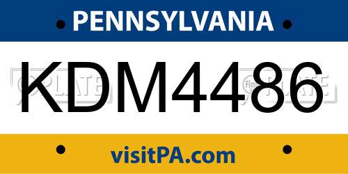 KDM4486 Pennsylvania License Plate