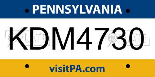 KDM4730 Pennsylvania License Plate