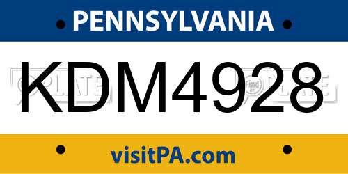 KDM4928 Pennsylvania License Plate