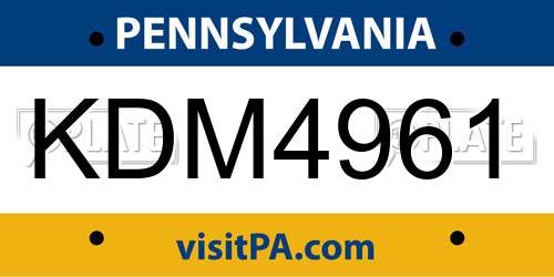 KDM4961 Pennsylvania License Plate