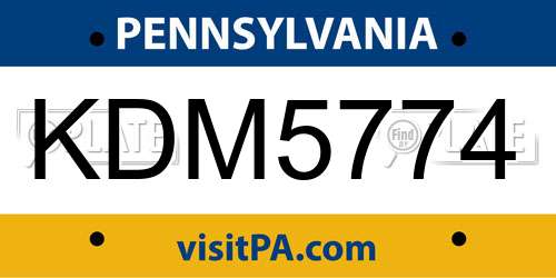 KDM5774 Pennsylvania License Plate