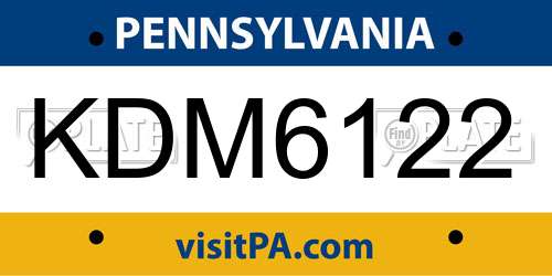 KDM6122 Pennsylvania License Plate
