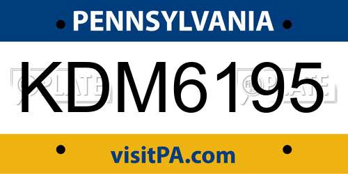 KDM6195 Pennsylvania License Plate