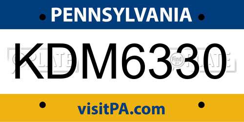 KDM6330 Pennsylvania License Plate