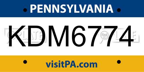 KDM6774 Pennsylvania License Plate