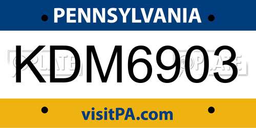 KDM6903 Pennsylvania License Plate