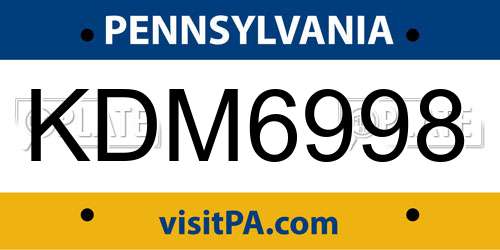 KDM6998 Pennsylvania License Plate