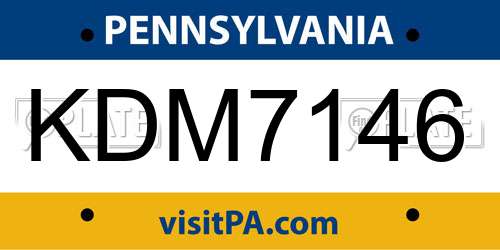 KDM7146 Pennsylvania License Plate