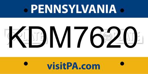 KDM7620 Pennsylvania License Plate