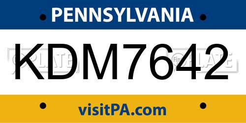 KDM7642 Pennsylvania License Plate
